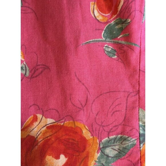 Laura Ashley Dress 1980s Pink Floral Orange Pink Cotton Pleated Bow Dress Sz 6 - Picture 15 of 16